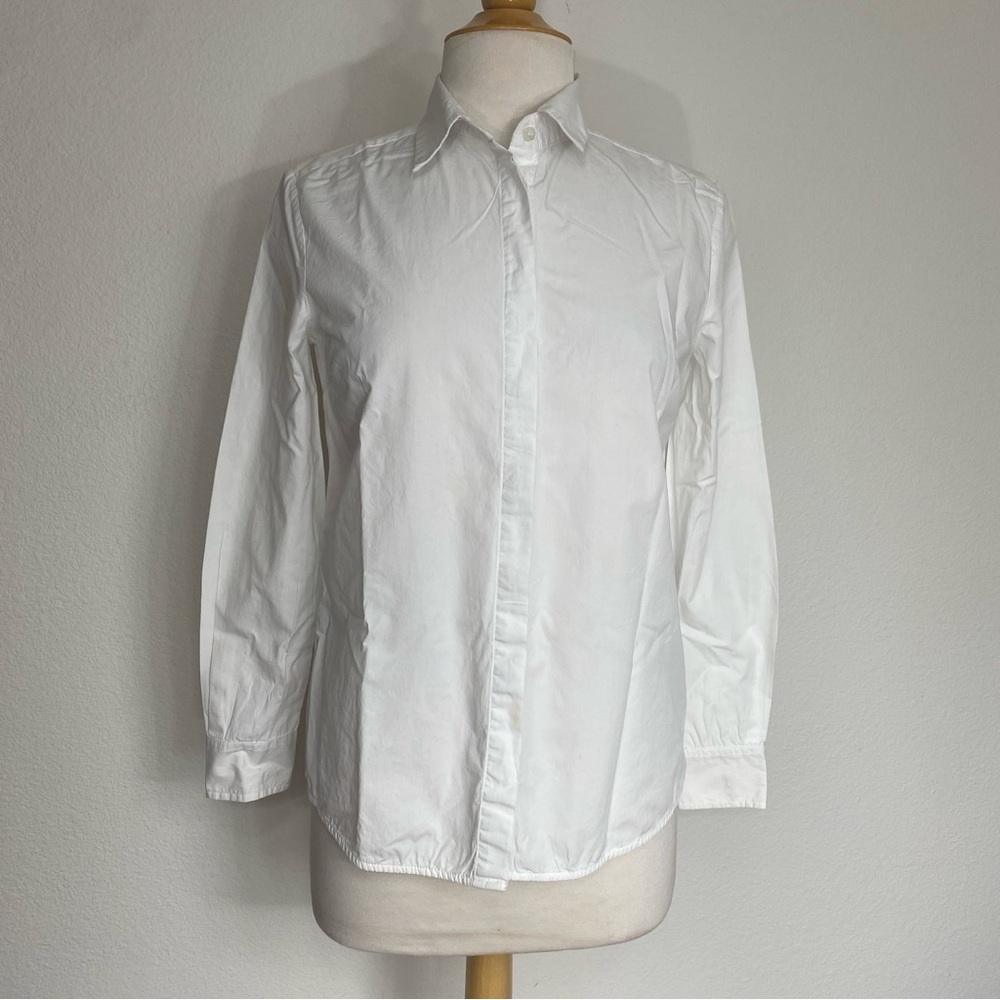 Pinko Italy Womens White Collared Button Down Blouse Shirt Size 4 Classic Preppy